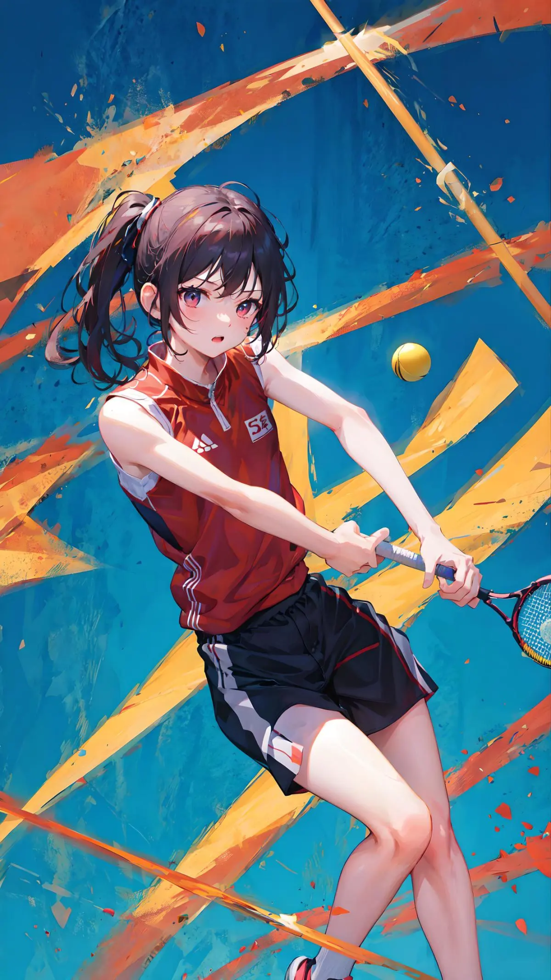 作品：打网球的女运动员；作者：月半弯