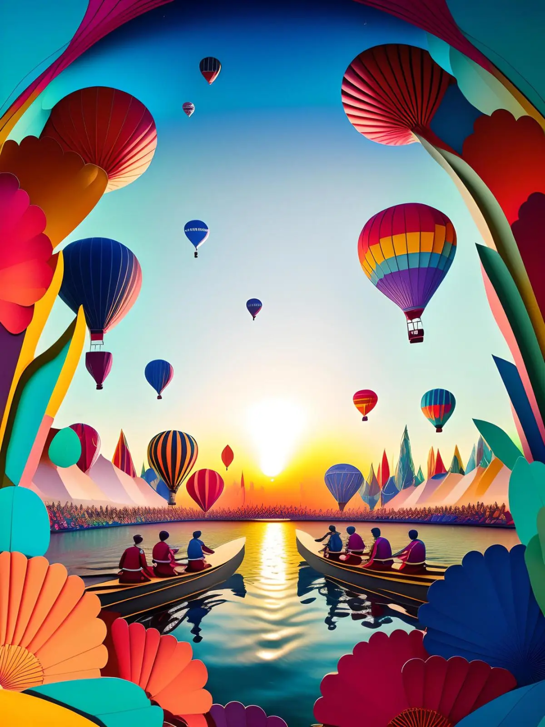 作品：龙舟竞渡；作者：紫苏女士