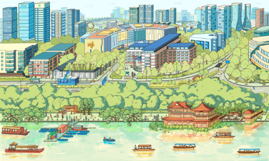 《新西湖繁胜全景图》局部，1月版本