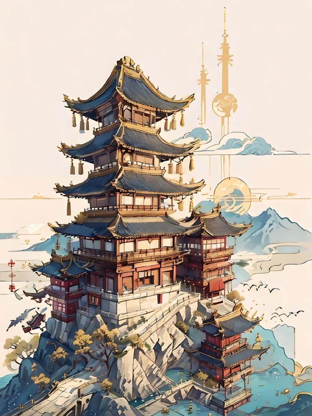 昔人已乘黄鹤去，此地空余黄鹤楼。 黄鹤一去不复返，白云千载空悠悠。  ——崔颢