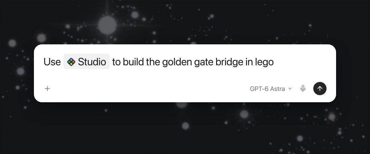 作者写下的原始提示只有一行：Use Studio to build the golden gate bridge in lego，没有尺寸也没有零件清单。